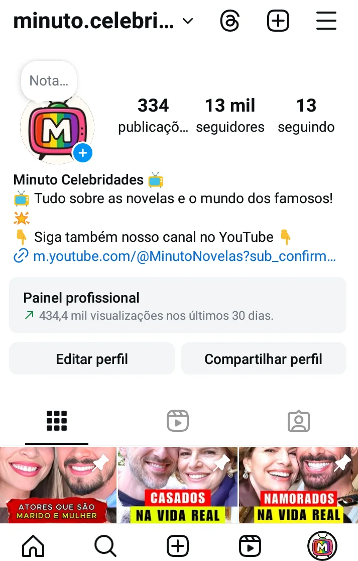 Instagram INSTAGRAM 13K Seguidores | Minuto Celebridades | +400 MIL Views em 30 Dias 💥 com 13 mil à venda