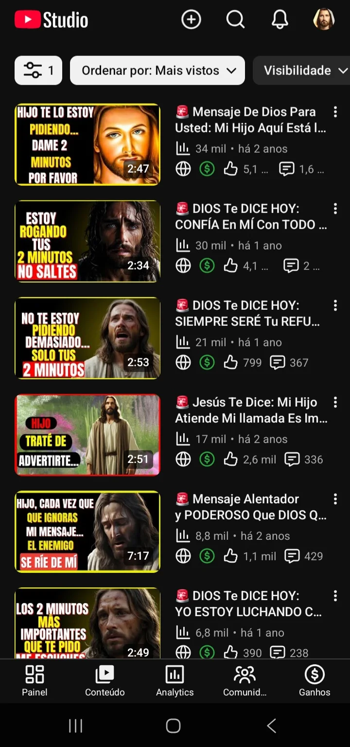 YouTube Canal Em Espanhol Monetizado No Nicho De Oração Com 5.250 Inscritos com 5 à venda