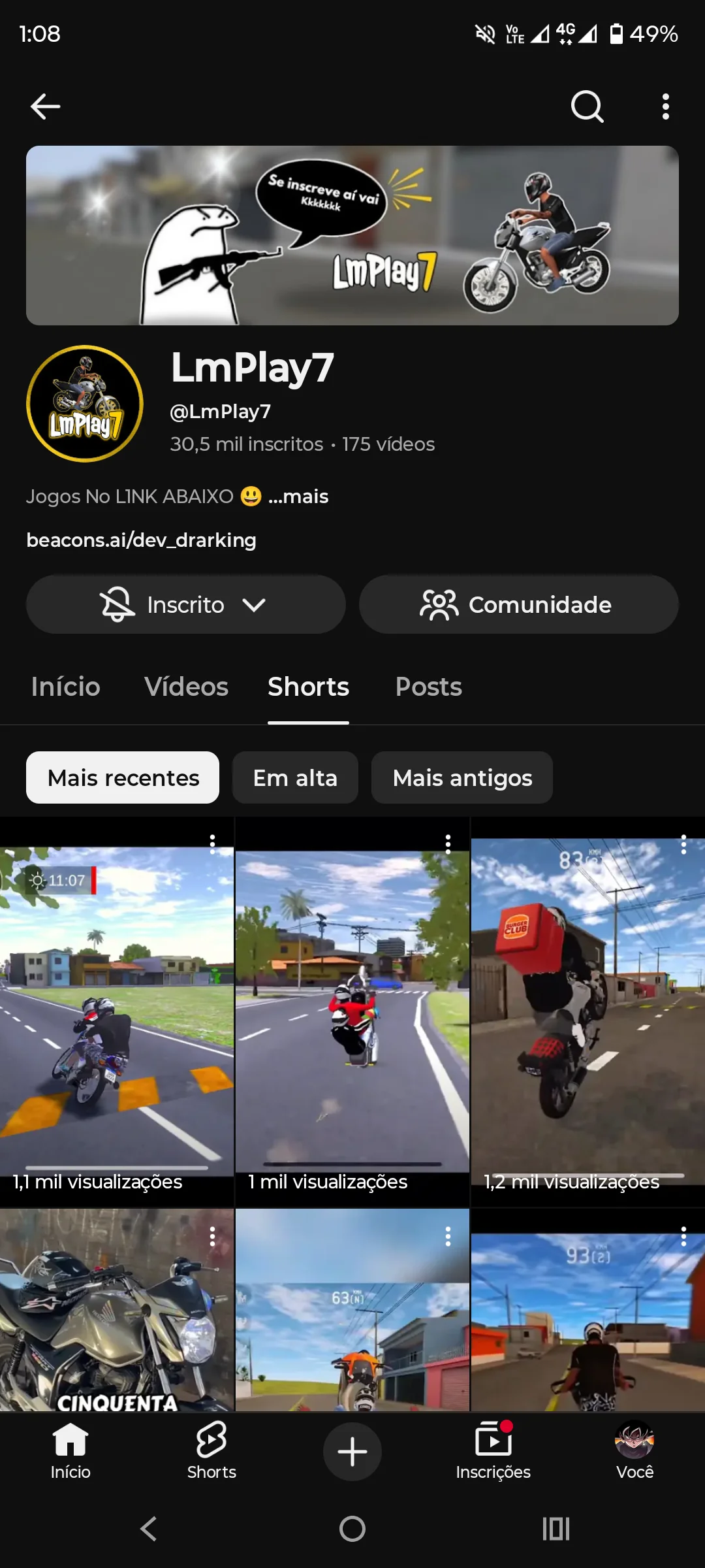 YouTube Vendo canal do YouTube com 30 mil inscritos, nicho game com 30 mil à venda