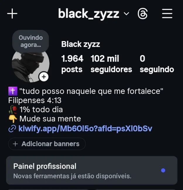 Instagram Conta de intagram (@black_zyzz) com bom engajamento! Obs: 102 Mil Seguidores … com 102 mil à venda